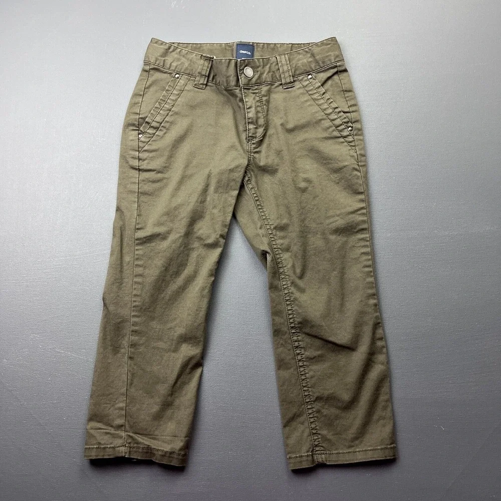 GapKids Boys Size 7 Green Cropped Pants Capri Casual Relaxed Fit Outdoor Play